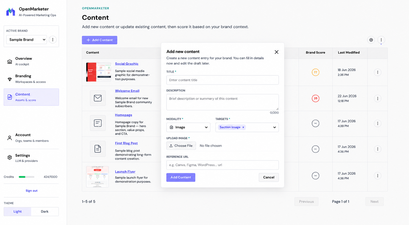 Step 2 – Add your marketing asset