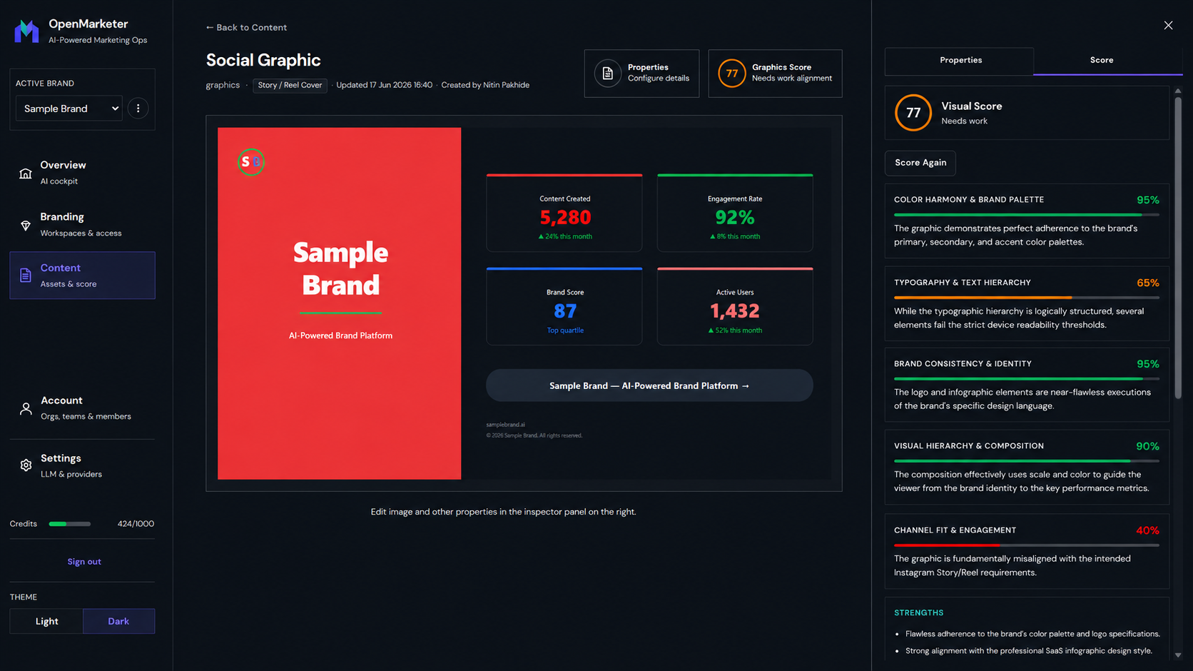 Step 3 – Score against your brand (dark)