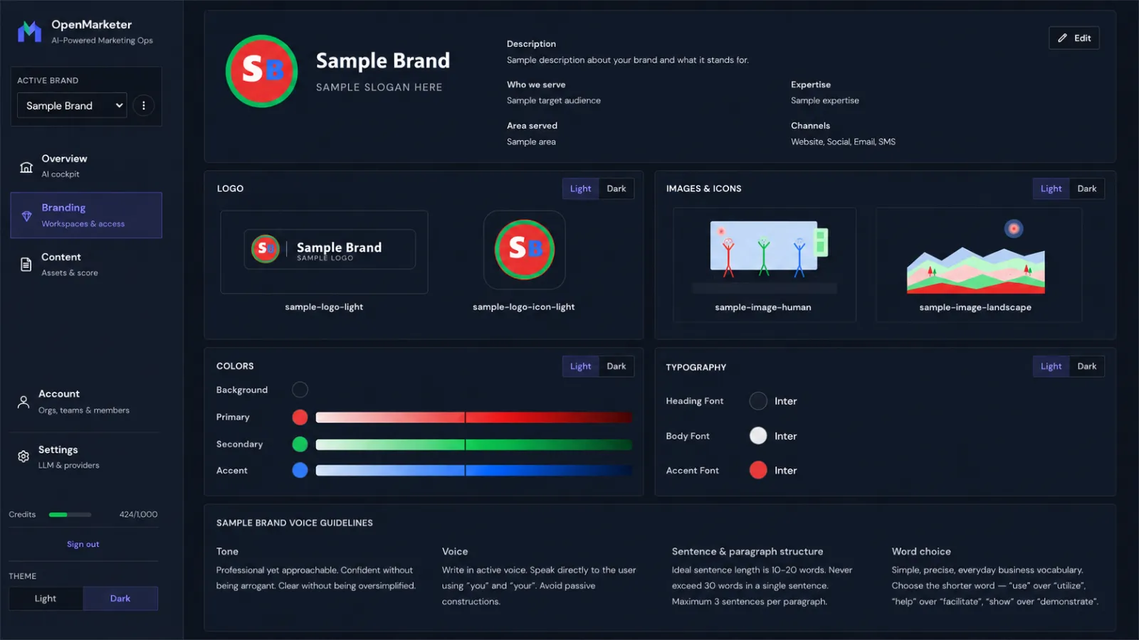 Step 1 – Define your brand system (dark)